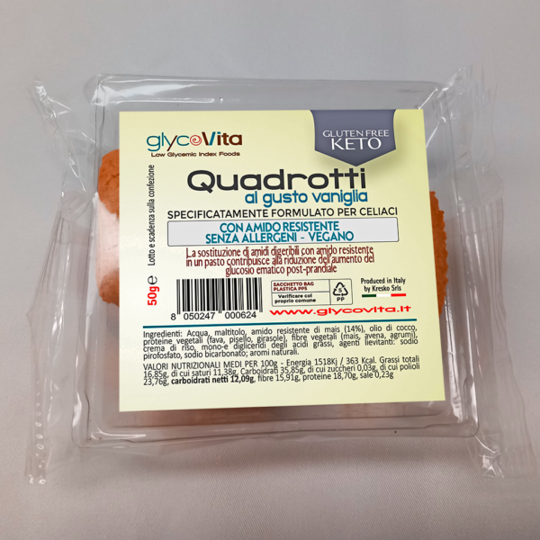Quadrotti gusto vaniglia 50g - 30 pezzi